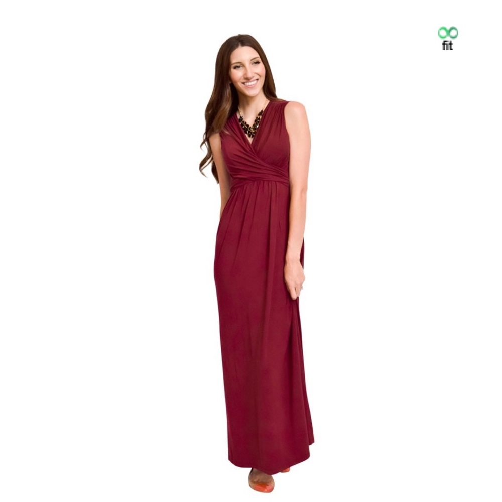 NWT Bamboo Burgundy Maternity + Nursing Maxi Dress